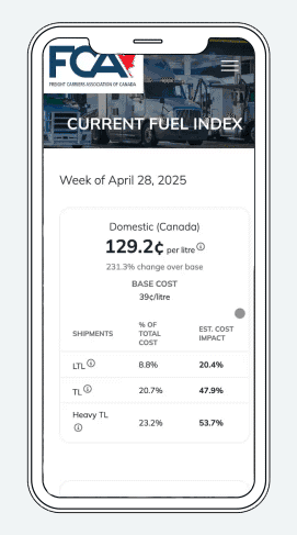 GIF of Freight Carriers Association of Canada's website screenshot mobile portal dashboard