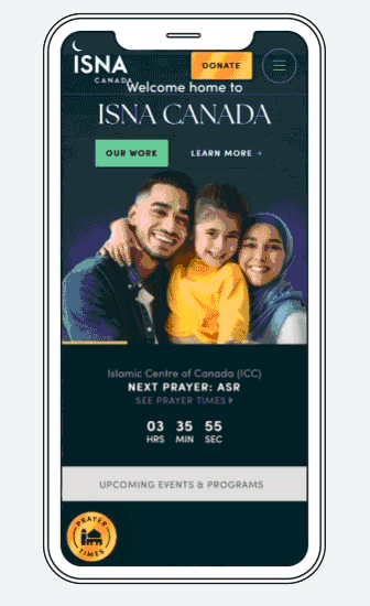 GIF of ISNA Canada's homepage in mobile view
