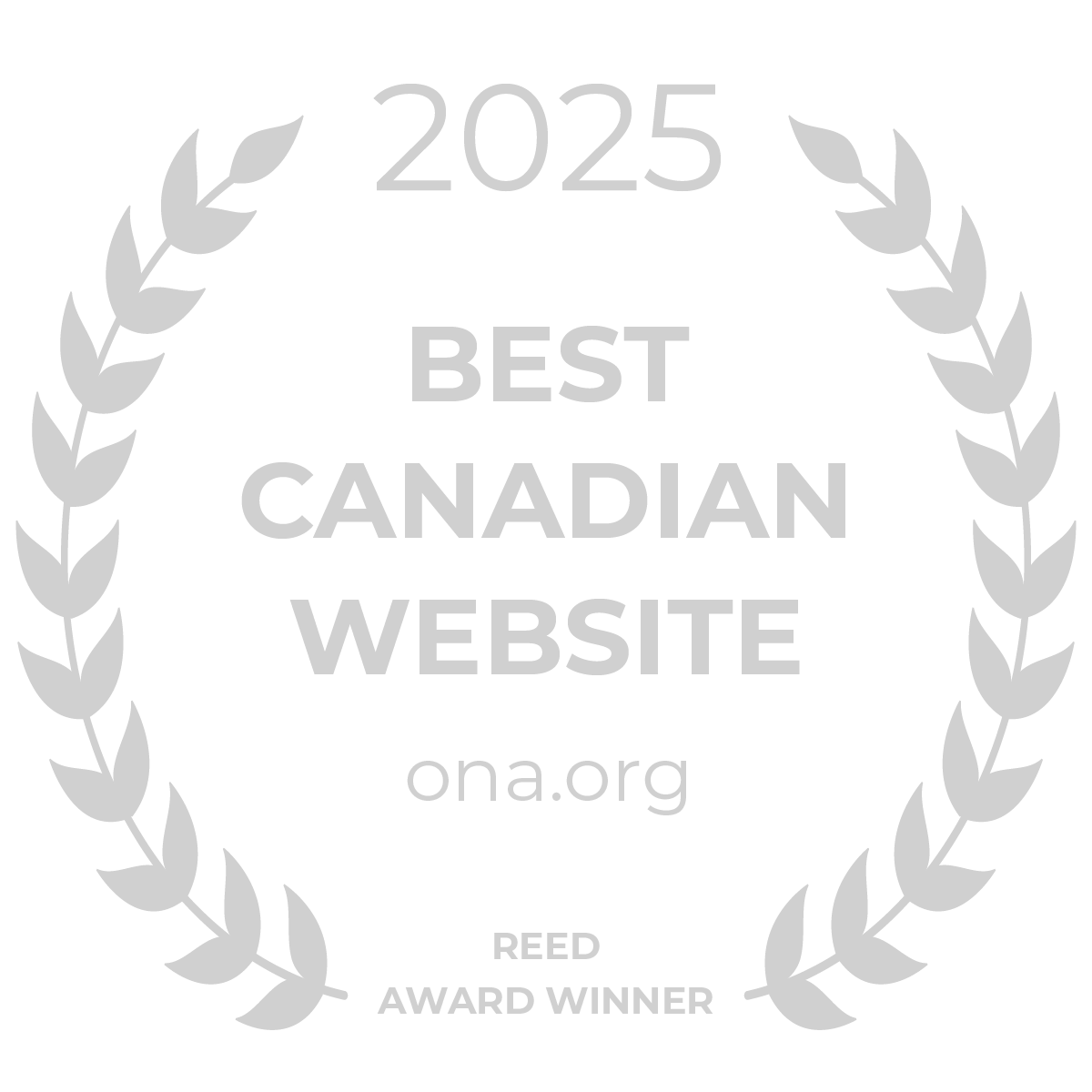2025 Best Canadian Website for ona.org Badge Awarded By REED Awards