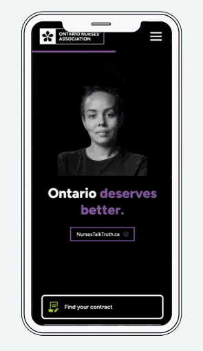 GIF of ONA's main website in mobile view